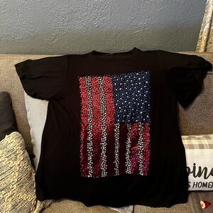 Black T-Shirt with American Flag Design​